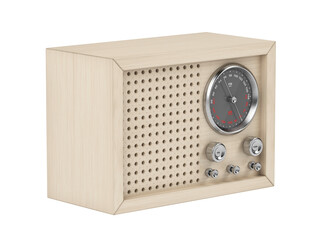 Obraz premium 3D model of retro styled radio with visible wire-frame, isolated on white background