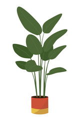 Naklejka premium Large houseplant in a pot. Vector flat illustration