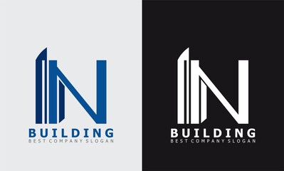 letter N building vector logo