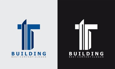 letter T building vector logo