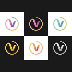 Letter V initial logo in circle