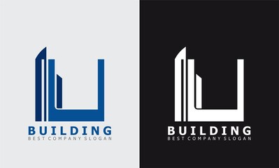 letter U building vector logo