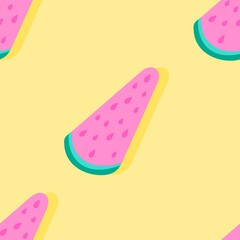 Seamless pattern with small pieces of watermelon. Juicy and bright pattern.