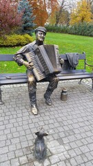 Monument-Accordion player in the park Wejherowo,Poland