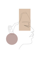 Trendy linear portrait for lifestyle design, for poster, printing, stickers, avatars