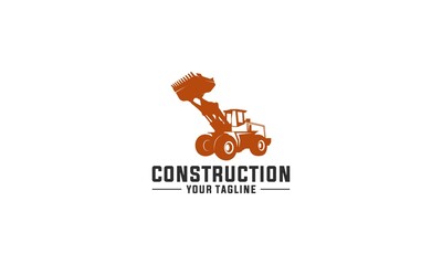 logo for construction with heavy equipment illustration