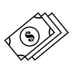 Thin line flat money icon on a white background. Royalty-free.