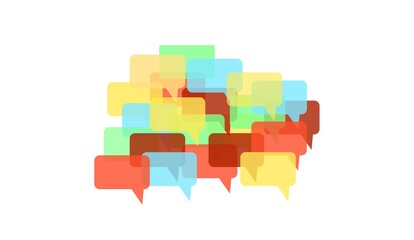 Multiple Transparent Colorful Speech Bubbles Background