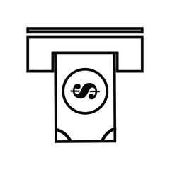 Thin line flat automated transaction machine icon on a white background. Royalty-free.