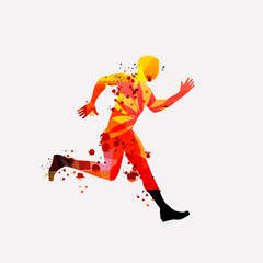 Running people, marathon race poster vector illustration. Jogging active people, fitness training, sport training design for banner, event promo material, flyer