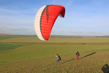 	
Paraglider launching at Milk Hill, Wiltshire	
