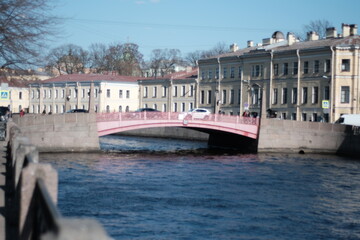 Naklejka premium Saint Petersburg, Moika River, sunny day in April