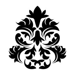 Obraz premium Black damask element in vintage style on white background. Vector design template.