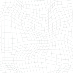 Warped monochrome grid pattern. Seamless vector - 432207926