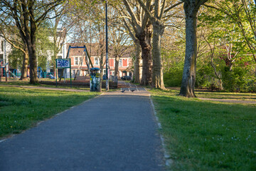 Footpath in a park, Bristol, UK