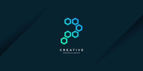 Modern creative P logo template with unique style, technology, computer, data, part 2