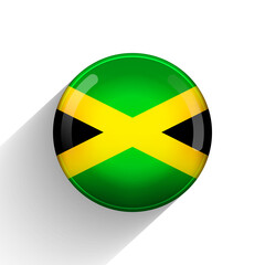 Glass light ball with flag of Jamaica. Round sphere, template icon. Jamaican national symbol. Glossy realistic ball, 3D abstract vector illustration highlighted on a white background. Big bubble