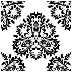 Abstract seamless pattern with damask for frame print design. Oriental vector damask pattern.
