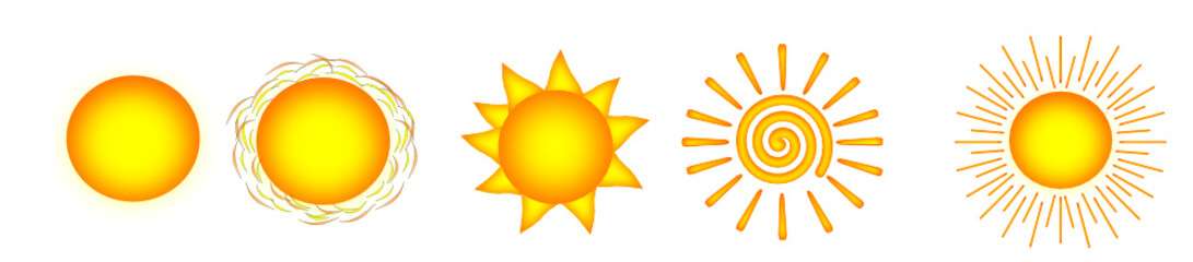 Sun icons set. Vector graphics.