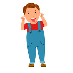 The kid made a face and showed his tongue