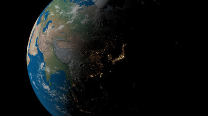 asia seen from space 3d illustration
