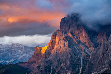 Red peaks of the "Sasso piatto" in the Italian Alps