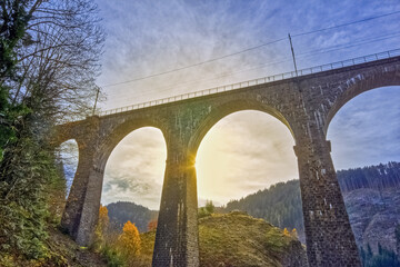 Ravenna Bridge, completed in 1885, a 58 metre high and 225 metre long railway viaduct in the Black...
