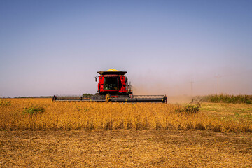 Obraz premium combine harvester working on a field