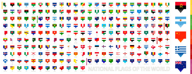 All national flags of the world, pin flags collection.
