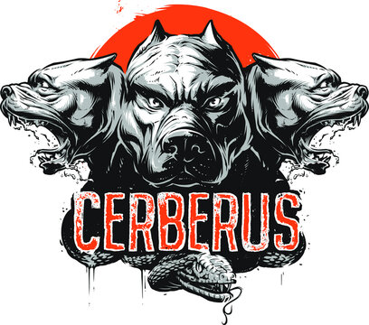 Angry Cerberus. Three headed dog