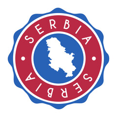 Serbia Badge Map Vector Seal. National Symbol Country Stamp Design Icon Label.
