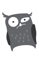 A serious owl looks at you with suspicion. Vector image for illustrations, posters, prints, logo.