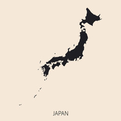 Highly detailed Japan map with borders isolated on background