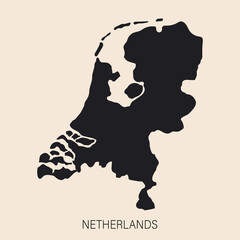 Highly detailed Netherlands map with borders isolated on background