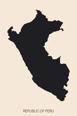 Highly detailed Peru map with borders isolated on background