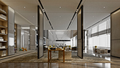 3d render of sales center, shopping mall interior