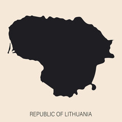 Highly detailed Republic of Lithuania map with borders isolated on background