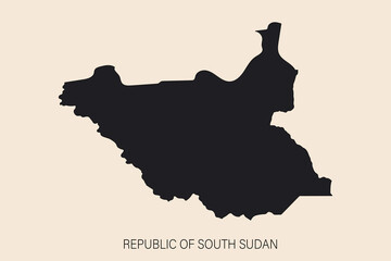 Highly detailed South Sudan map with borders isolated on background