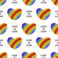 Hearts seamless pattern. Lgbt flag. Gay. Lesbians. pride month. Design for textile, fabric, wrapping paper, banner.