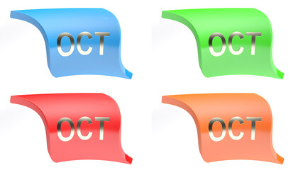 OCT for OCTOBER colorful icon set - 3D rendering illustration