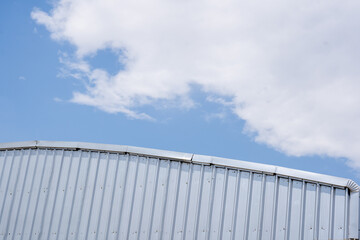 Zinc color metal sheet.With sky background