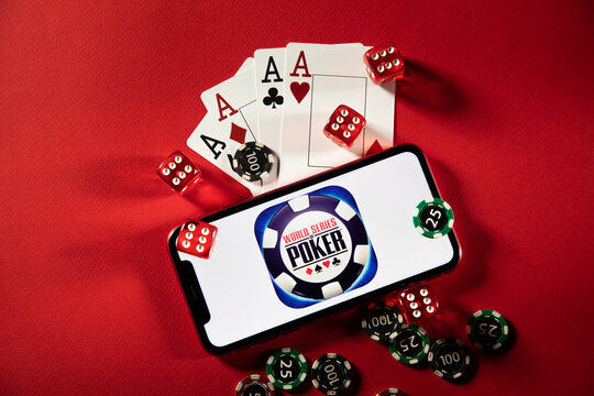 Tula, Russia - March 02, 2021: World Series Of Poker Logo On IPhone Display