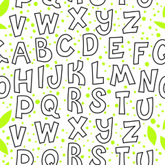 A beautiful pattern is a comical set of letters of the alphabet, drawn by hand.