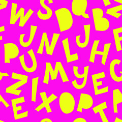 A beautiful pattern is a comical set of letters of the alphabet, drawn by hand.