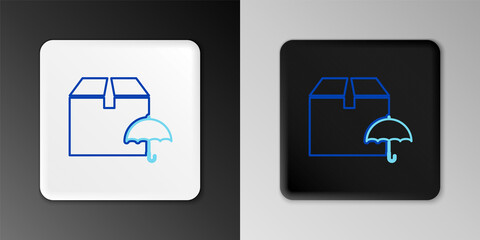 Line Delivery package with umbrella symbol icon isolated on grey background. Parcel cardboard box with umbrella sign. Logistic and delivery. Colorful outline concept. Vector