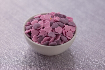 Purple ,Pink Candy Hearts,Colorful sweetss, sprinkle
