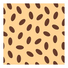Seamless vector pattern with coffee beans on a beige background. Abstract coffee ornament