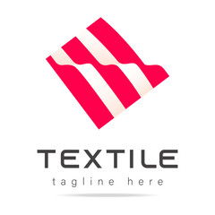 Abstract vector logo weave knit fabric,textile icon,sign red cotton soft thread,symbol business company modern label.Design template identity elegant store fashion clothes collection,textile shop