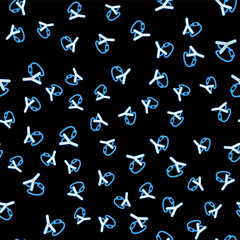 Line Slingshot icon isolated seamless pattern on black background. Vector