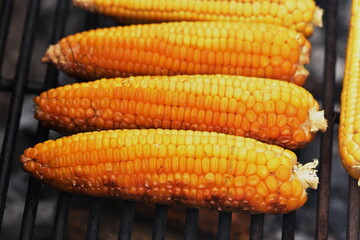 fried corn on a metal grill